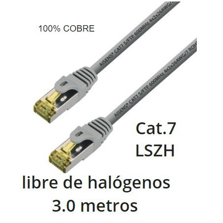 LATIGUILLO RJ45 FTP CAT 7 3M GRIS LSZH COBRE