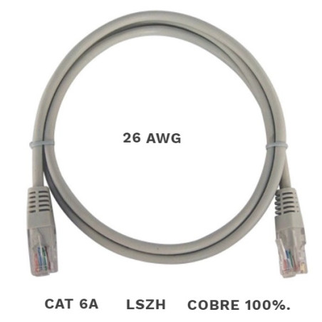 LATIGUILLO UTP CAT 6A 10M GRIS COBRE LSZH