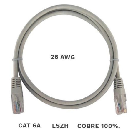LATIGUILLO UTP CAT 6A 5M GRIS COBRE LSZH
