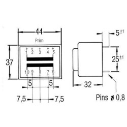 TRANSFORMADOR ENCAPSULADO 12 12 5VA 230V