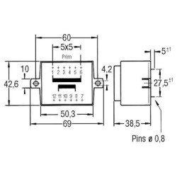 TRANSFORMADOR ENCAPSULADO 9V 9V 12VA