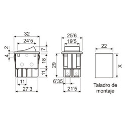INTERRUPTOR BIPOLAR ROJO ON-OFF