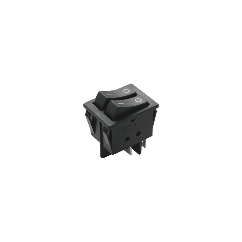 INTERRUPTOR DOBLE TECLA NEGRO FASTON 16 A 250V INTERRUPTOR DOBLE TECLA NEGRO FASTON 16 A 250V