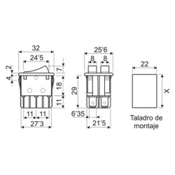 INTERRUPTOR DOBLE TECLA NEGRO FASTON 16 A 250V