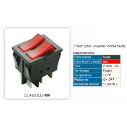 INTERRUPTOR 2 TECLAS LUMINOSO ROJAS