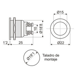 PULSADOR ANTI-VANDALICO PLANO CROMADO Ø 22mm