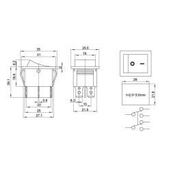 INTERRUPTOR BASC EMP ON-ON 6P 15A/250V VERDE