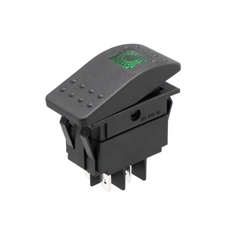 INTERRUPTOR BASCULANTE 12V 20A LUMINOSO LED VERDE