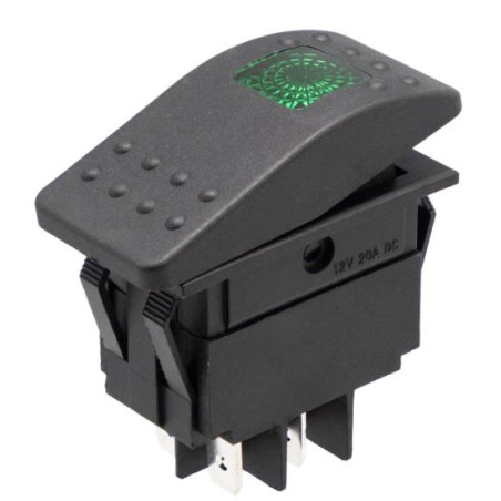 INTERRUPTOR BASCULANTE 12V 20A LUMINOSO LED VERDE