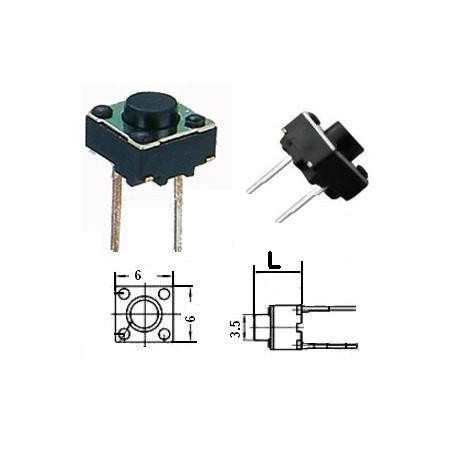 PULSADOR TACTO 6X6MM 2 PATAS ALTO 5MM