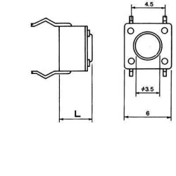PULSADOR TACTO 6X6MM 4 PATA DC 12V 50MA ALTO 17MM