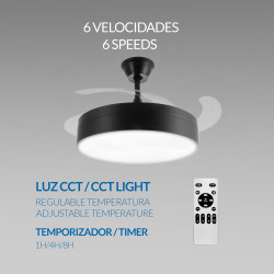 Ventilador de techo LED Messe Negro Ø107 cm  CCT