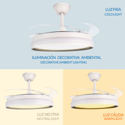 Ventilador de techo LED White Brooks Ø106 cm  CCT