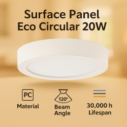 Panel de Superficie Serie Eco Circular 20W  6500K