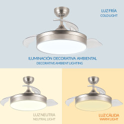 Ventilador de techo LED Messe Níquel ø107 Cm  CCT