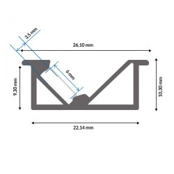 Perfil de aluminio Mygh - 2 metros  Aluminio