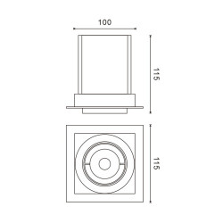 Foco LED orientable Tube Square 12W - DSC  3000K