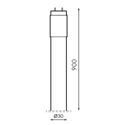 Tubo LED T8 900 mm Stak 12W Cristal Conexión Un Lateral  6000K