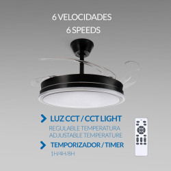 Ventilador de techo LED Black Olga Ø107 cm  CCT