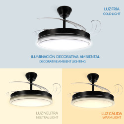 Ventilador de techo LED Black Olga Ø107 cm  CCT
