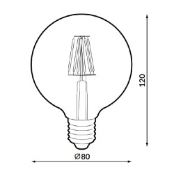 Bombilla LED Filamento E27 G80 6W Ámbar  2300K