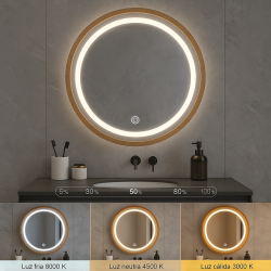 Espejo para Baño LED 15W Wood Round CCT  CCT