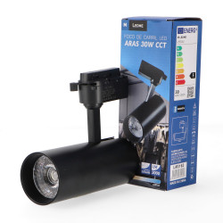 Foco LED para carril Black Aras 30W Monofásico CCT No Flicker  CCT