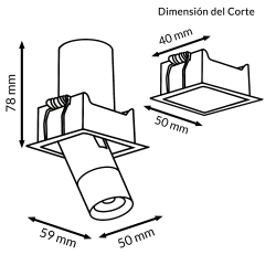Foco LED orientable Mini White Tube Square 5W CCT  CCT