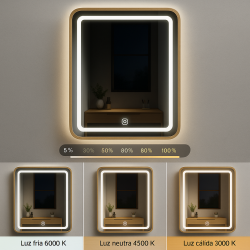 Espejo para Baño LED 15W Wood Square CCT  CCT