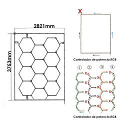 Regleta LED Hexagonal Panel Abeja 200W RGB  RGB