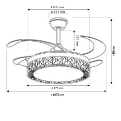 Ventilador de techo LED Black Aqua Ø107 cm  CCT