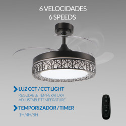 Ventilador de techo LED Black Aqua Ø107 cm  CCT
