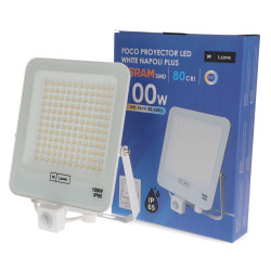 Foco Proyector Led Napoli Plus White 100W con Sensor de movimiento  CCT