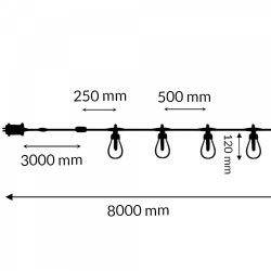 Guirnalda de 10 bombillas 8M Exterior IP44 cable eléctrico RGBW  RGB+W