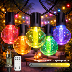 Guirnalda de 15 bombillas 7,5M Exterior IP44  cable eléctrico RGBW  RGB+W