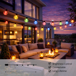 Guirnalda de 15 bombillas 7,5M Exterior IP44  cable eléctrico RGBW  RGB+W