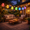 Guirnalda de 15 bombillas 7,5M Exterior IP44  cable eléctrico RGBW  RGB+W