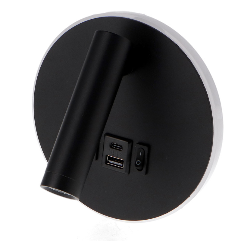Aplique de pared Led orientable Black Round 10W  4000K