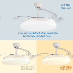 Ventilador de techo LED White Cami Ø107 cm  CCT