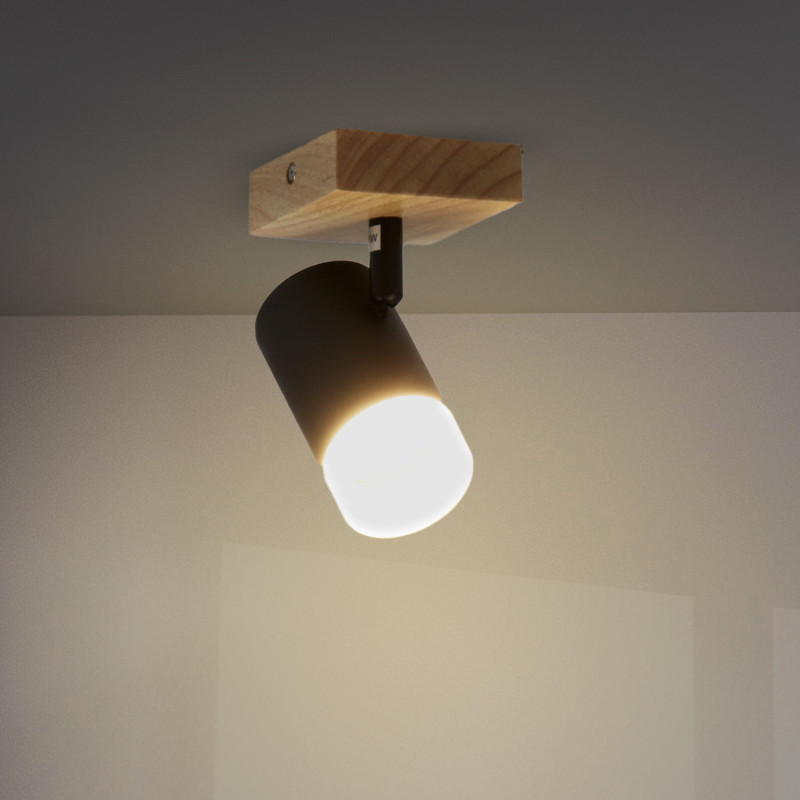 Lámpara de Techo Serie Black Wood 1 Focos GU10