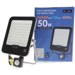 Foco Proyector Led Napoli Plus 50W con Sensor de movimiento  6000K