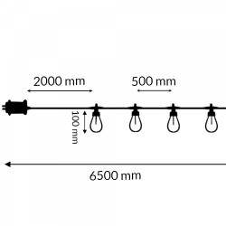 Guirnalda de 10 bombillas 6,5M Exterior IP44 cable eléctrico  2700K