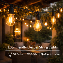 Guirnalda de 10 bombillas 6,5M Exterior IP44 cable eléctrico  2700K