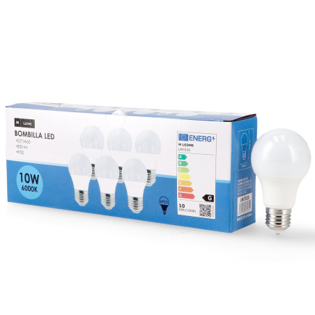 Bombilla LED E27 A60 10W - Pack 6  6000K