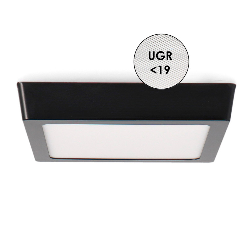 Panel de Superficie Negro Cuadrado 12W CCT