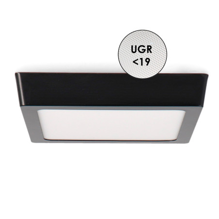 Panel de Superficie Negro Cuadrado 12W CCT