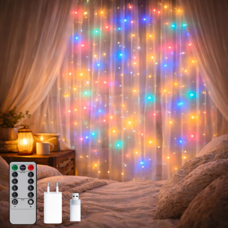 Cortina de Guirnalda Exterior LED con Usb 3*2m Double RGB  RGB