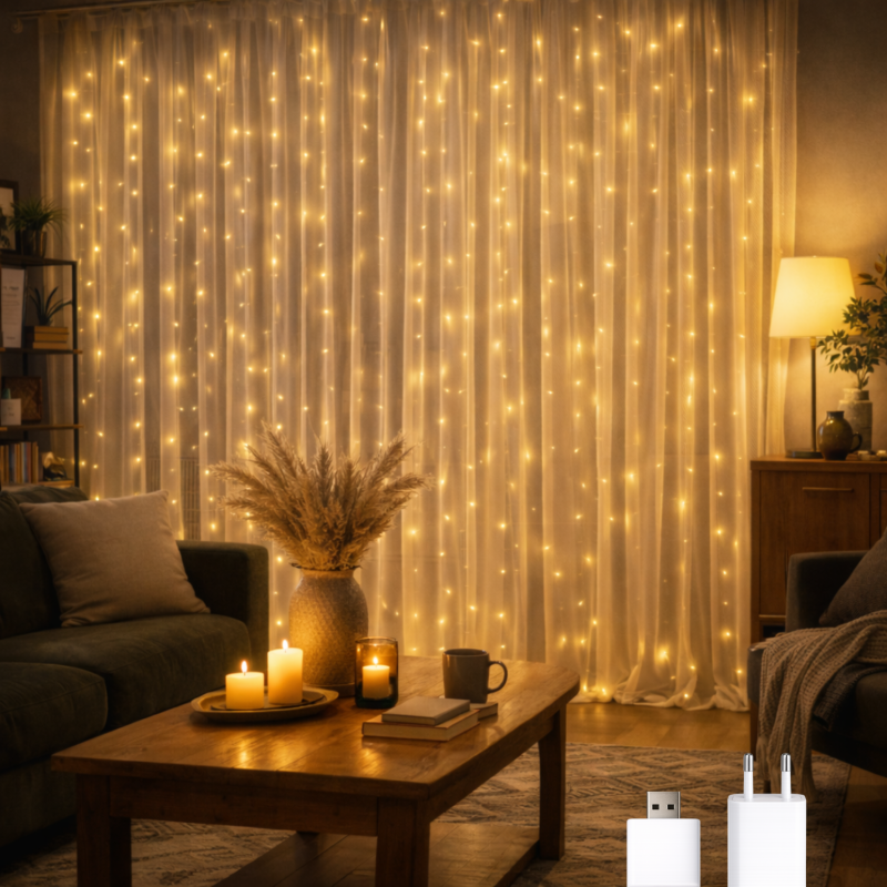Cortina de Guirnalda Exterior LED con Usb 3*2m  2700K