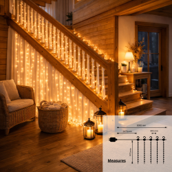 Cortina de Guirnalda Exterior LED con Usb 3*1m  2700K