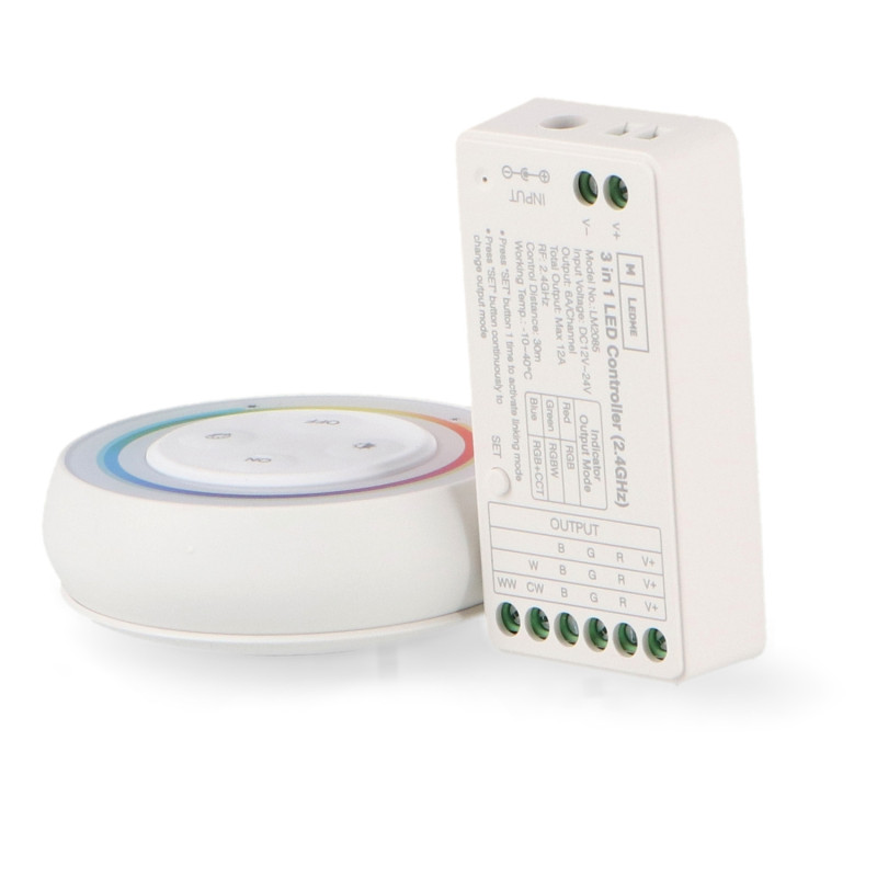 Controlador Regulador RGB+CCT 12/24V DC + Mando RF